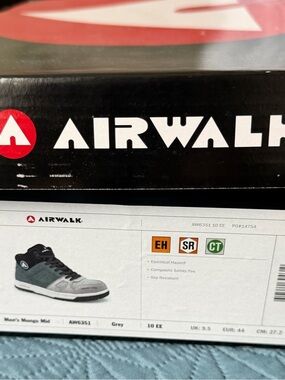 Brand New Airwalk Grey and Black Men's Mid-Top Safety Sneaker